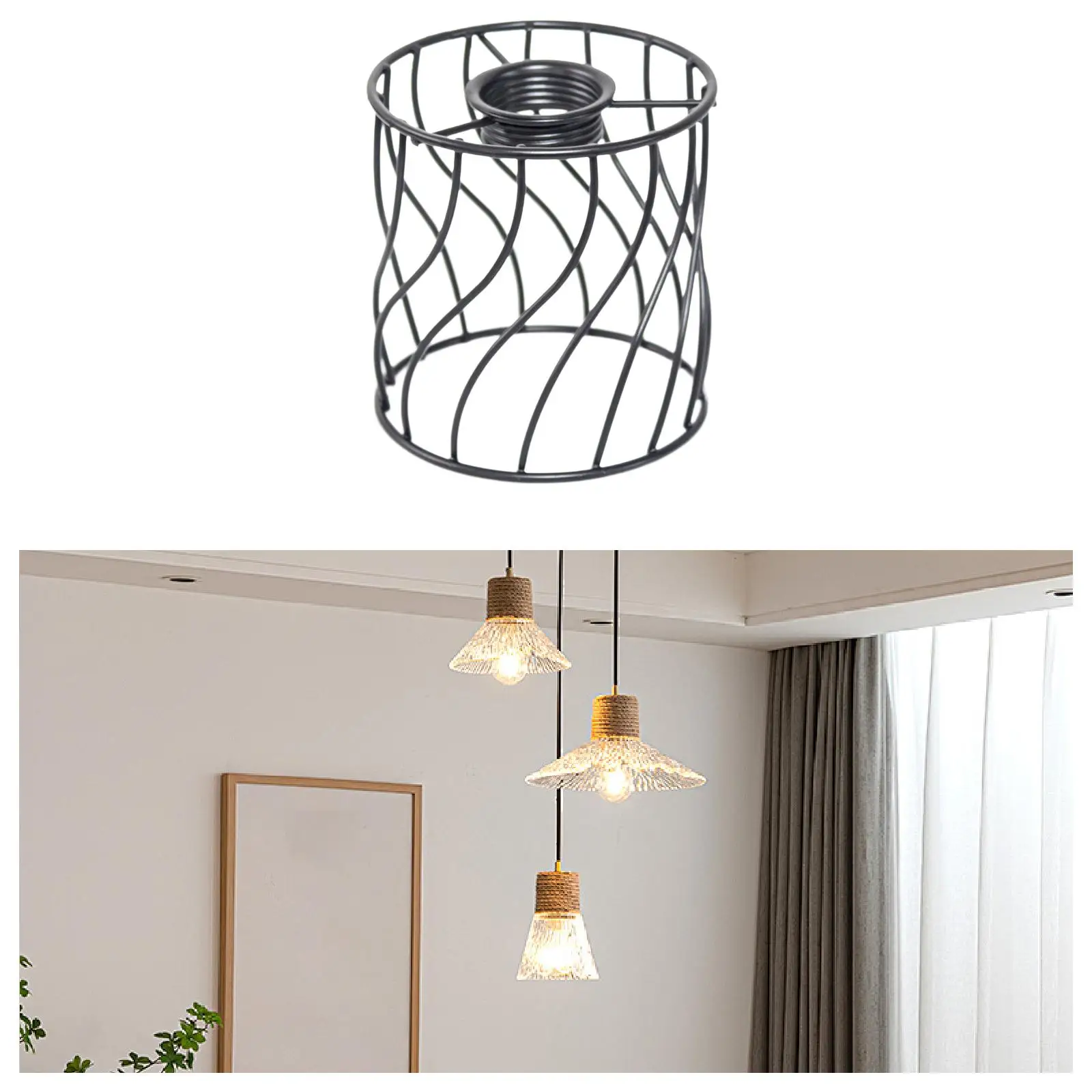 Wire Lampshade Pendant Light Shade Hollow Iron Lamp Cover Hanging Light Lampshade for Bathroom Coffee Shop Household Bar Decor