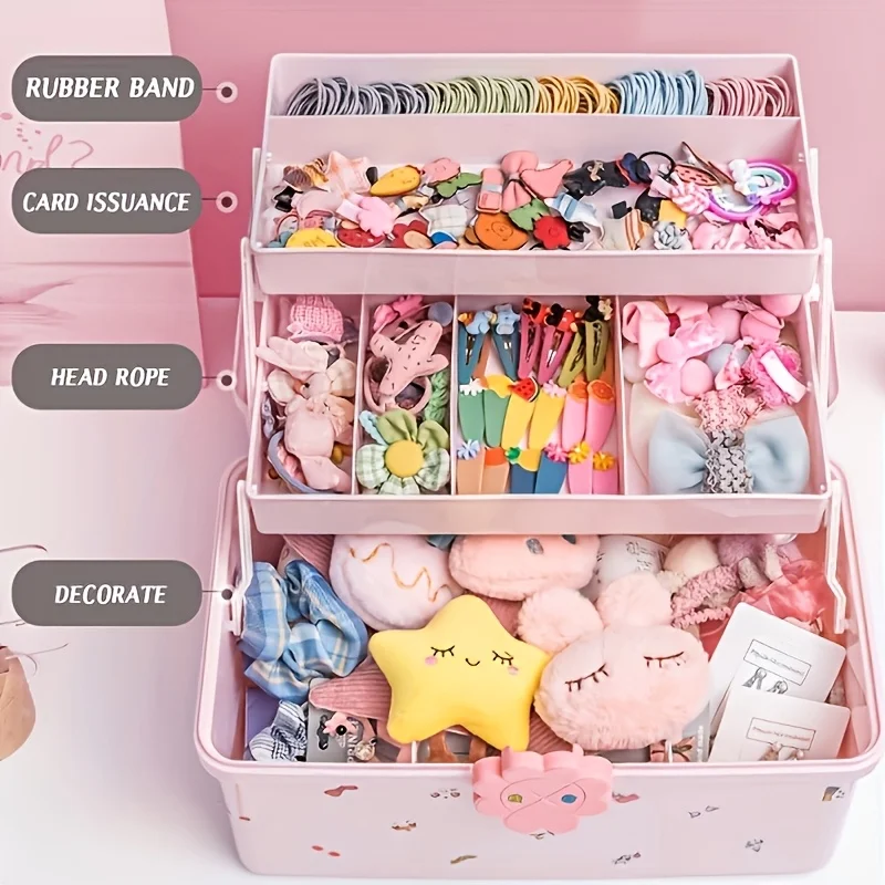 Multi Layer Accessory Storage Box with Lid - Perfect for Storing Hairbands, Jewelry, and More  Home Organizer