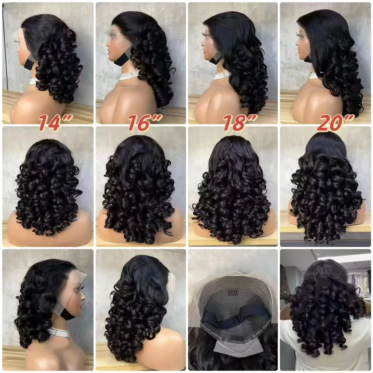 20inch 13x4 bouncy curly super double drawn SDD lace wig grade 14A