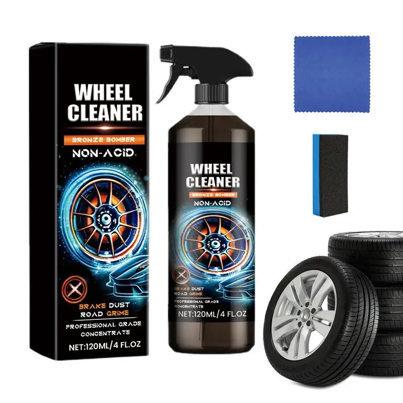 

Очиститель обода автомобиля, спрей без скраба, очиститель колес, мощный блеск для шин, спрей 120 мл, решение для автомобильного детейлинга, тормозная пыль