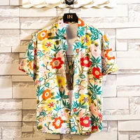 Summer High Quality Cotton Mens Hawaiian Shirt Printed Short Sleeve Big Size Hawaii Men Beach Floral Shirts Multiple 1037 1