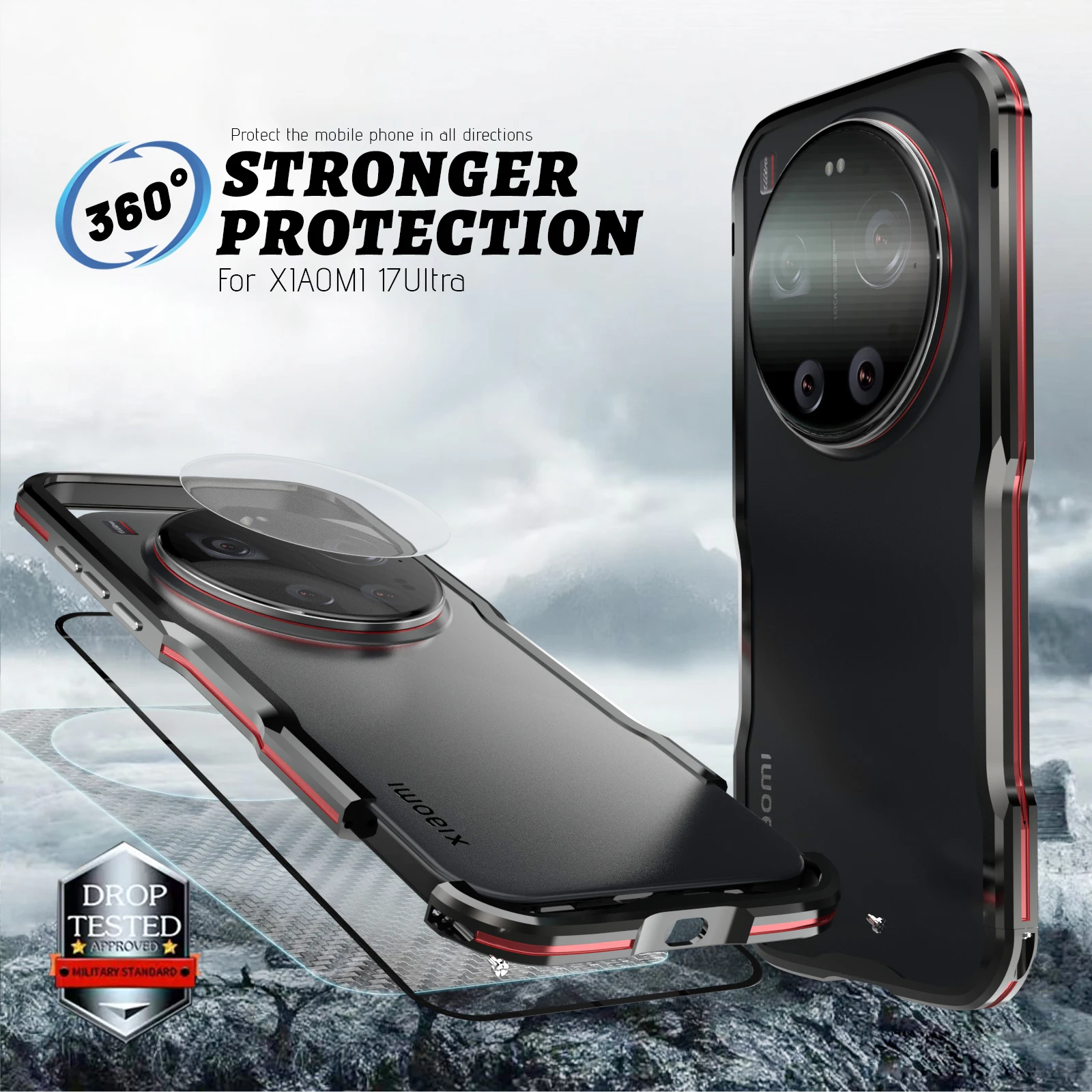 Luxury Lightweight Aluminum Shockproof Cover with Metal Bumper Frame