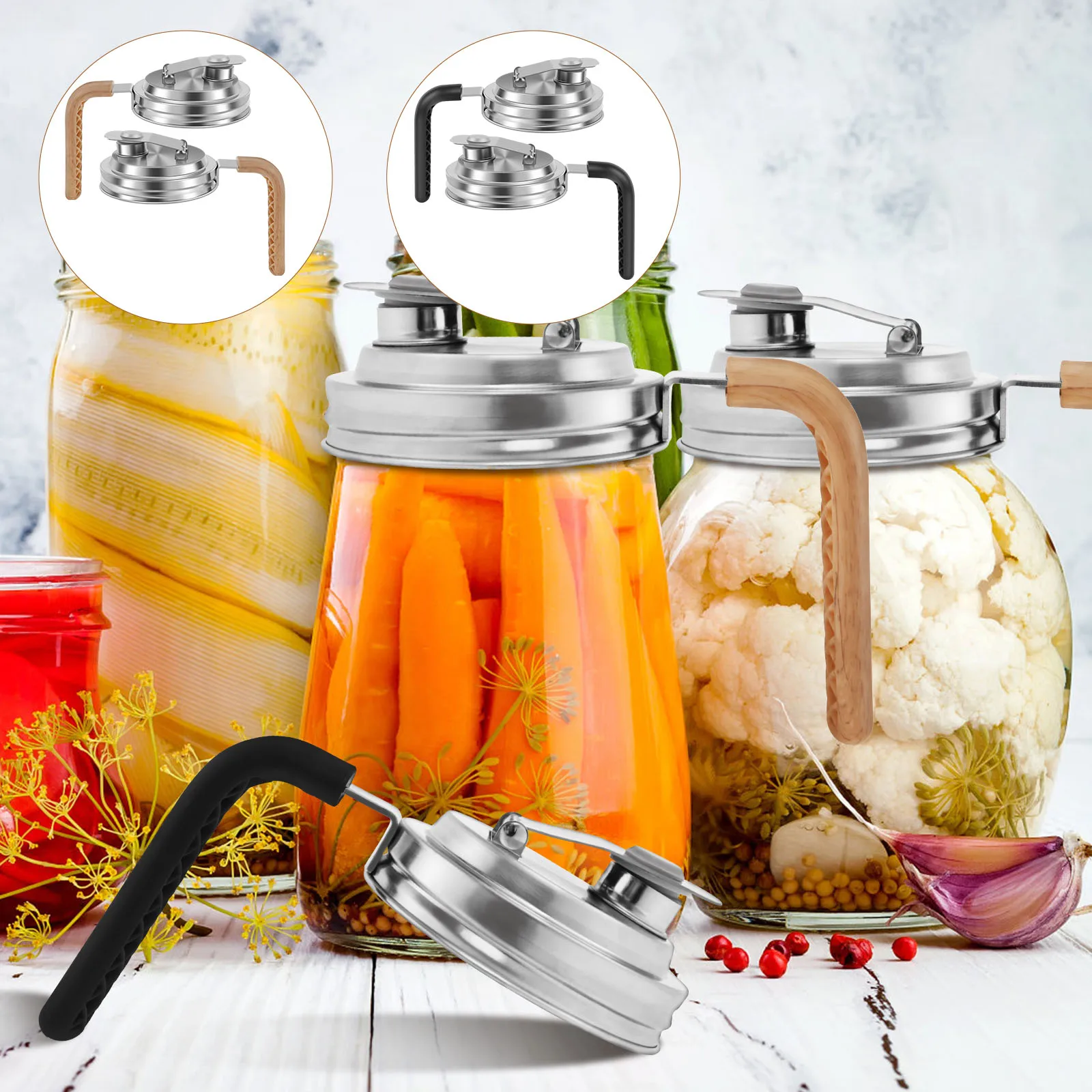 2 to 4PCS Mason Jar Lids Regular 8.6/9cm Wide Mouth Canning Lids Reusable Metal Canning Jar Leak-proof Split-Type Caps