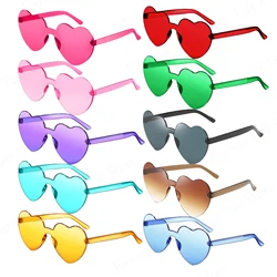 12-48Pcs Heart Shape Sunglasses for Women Rimless Female Tinted Party Sunglasses Birthday Wedding Bachelorette Party Favors