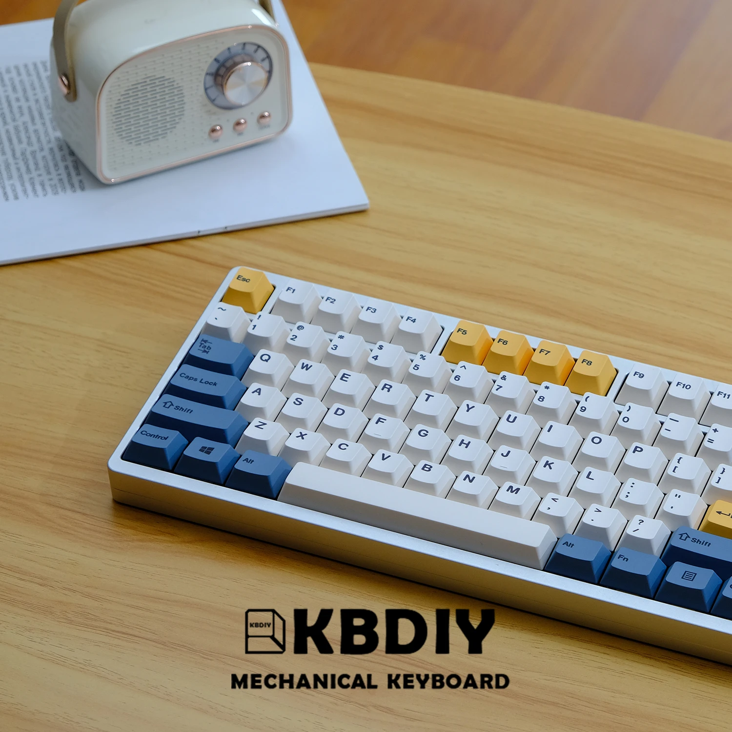KBDiy-teclas de color amarillo albaricoque, teclas PBT Cherry Profile ISO para teclado mecánico, 145 teclas, 60/61/64/68/78/84/87/96/980/104/108