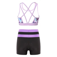 Kids Girls 2 Pieces Swimsuit Bikini Tankini Set Crop Tank Tops and Booty Shorts Dance Outfits Gymnastics Ballet Dance Costumes - Image 4
