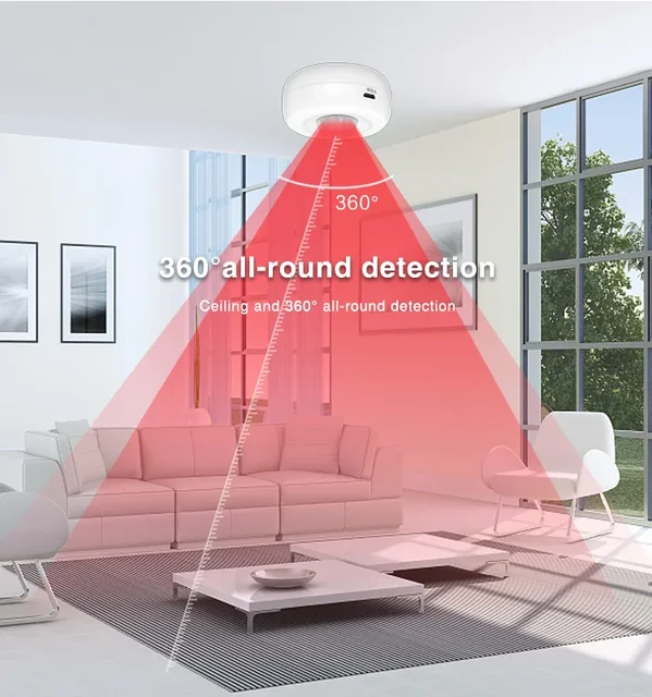Tuya Smart WiFi PIR Motion Detector, Intelligent Infrared Monitoring, Home Security, Compatible with Alexa and Google. 3