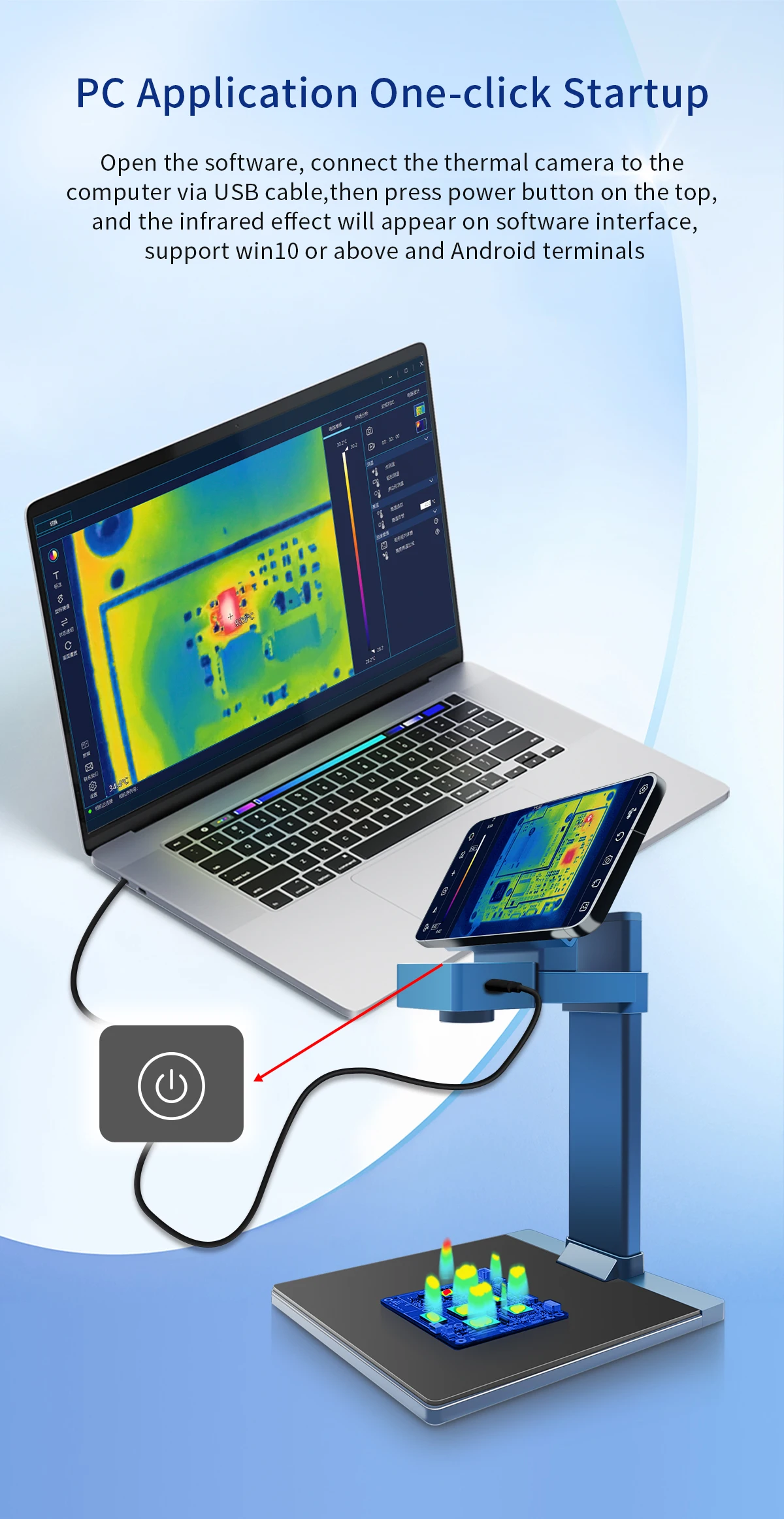 3D Image Infrared Thermal Imager 265*192 IR Sensor With Macro Lens Thermal Camer