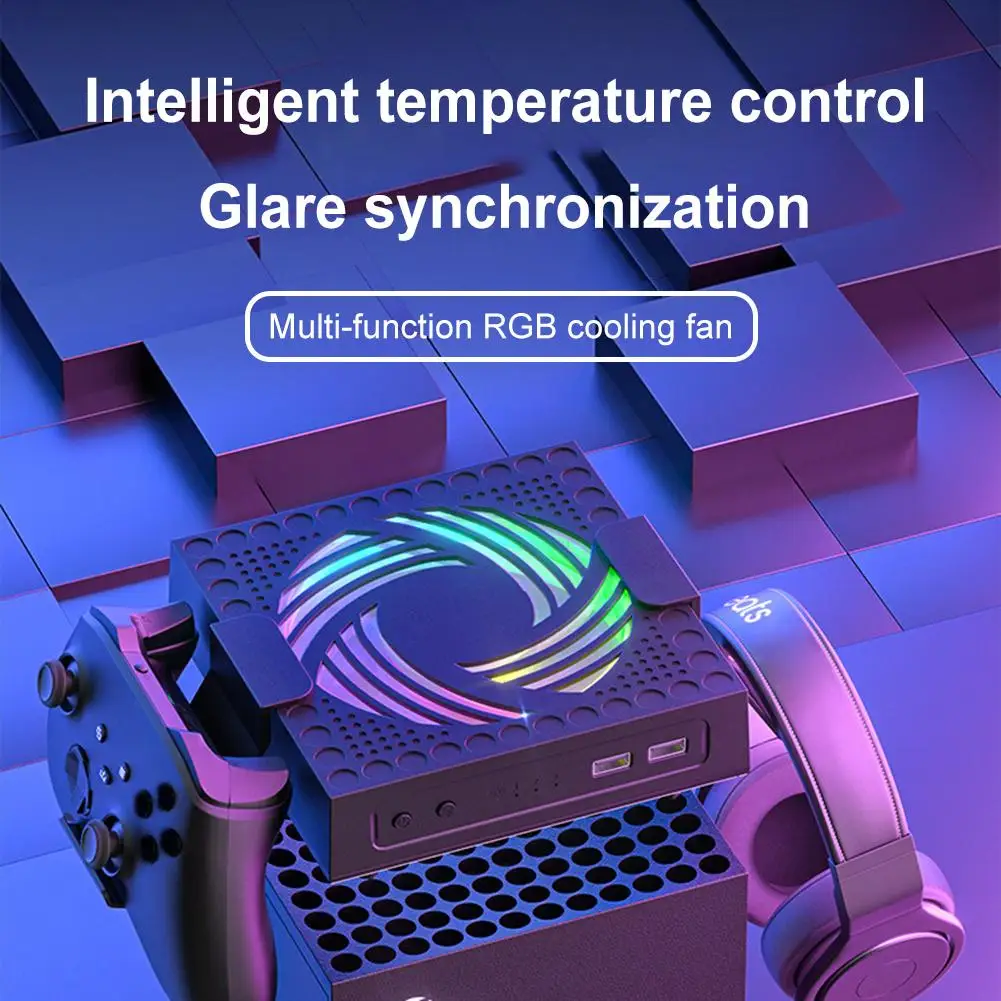 For Xbox Series X XSX Console Cooling Fan RGB Light Modes Fan Cooling System With 2 Detachable Hooks High Speed Top Cooler cooling fan,gaming cooling fan