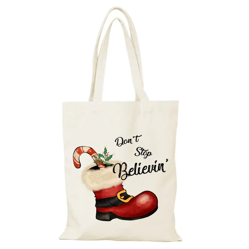 Frohe Weihnachten Mann Einkaufstasche Frau Neujahr Geschenk Cartoon Handtaschen Dame Taschen Damen Umhängetasche Sac De Courses Eco Shopper die – Detail 9