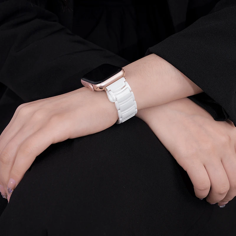 Elegant Ceramic Strap with Butterfly Buckle