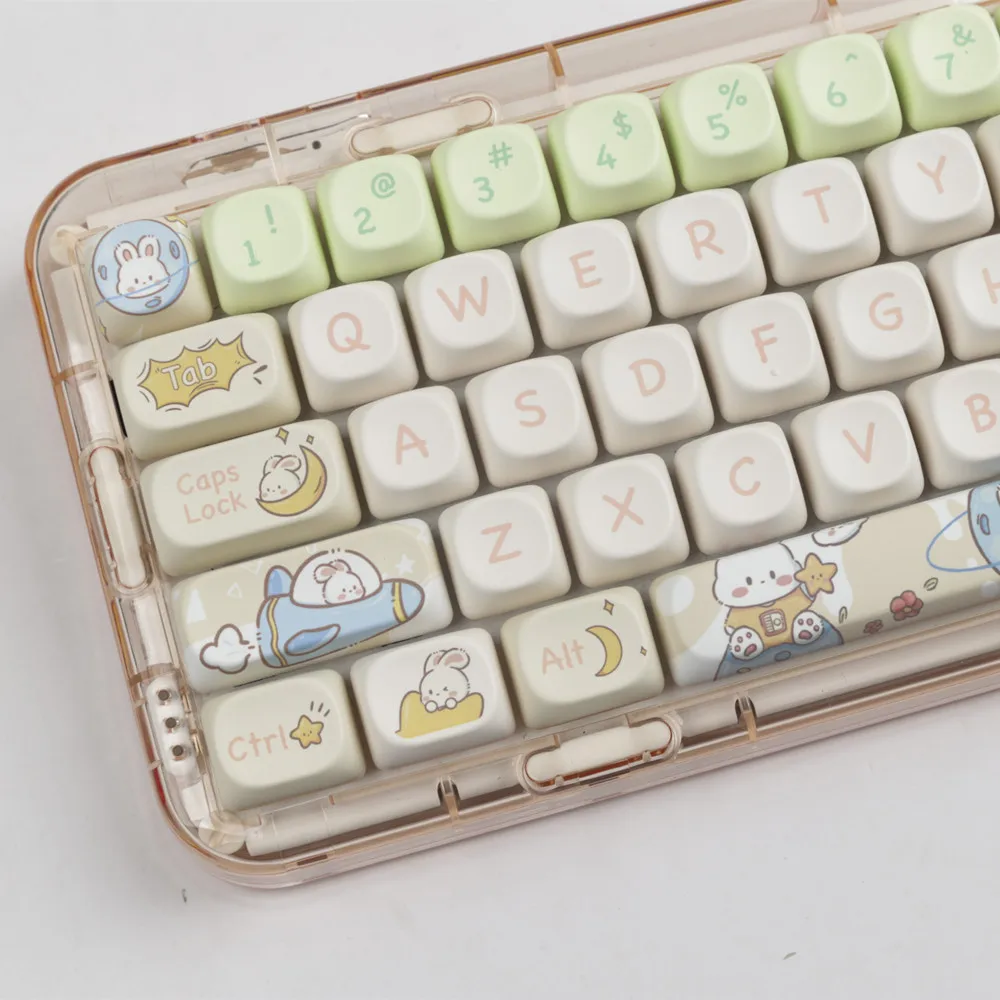 

143 Keys/Set Space Rabbit Keycap PBT Dye Subbed Keycaps MOA Profile Key Caps For 61 64 68 87 980 104 HHKB