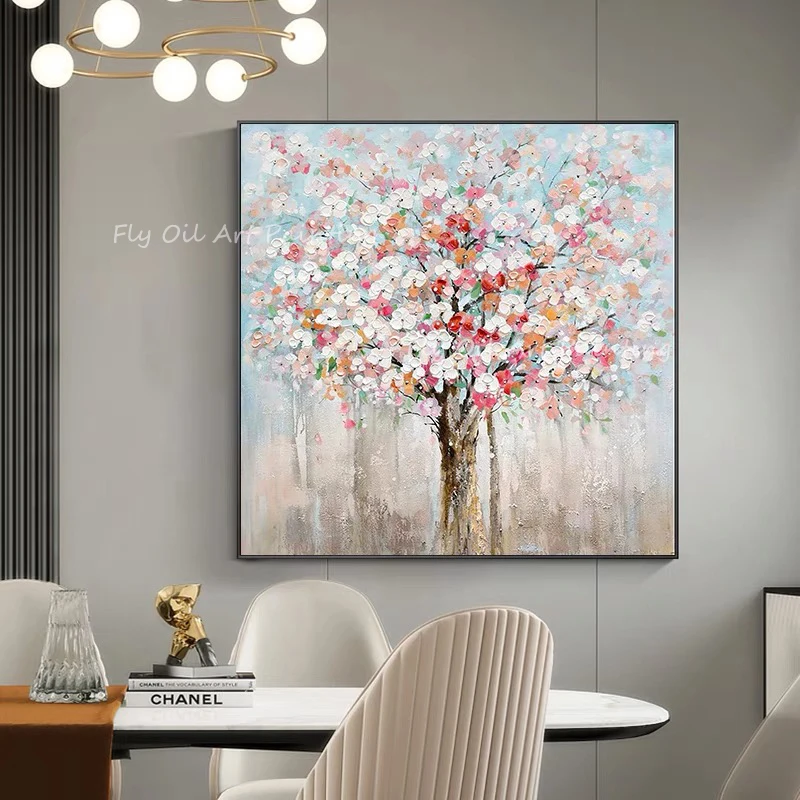 Pink Flower Landscape Pink Flower Simple Scenery Oil Painting On Canvas  Handmade Moderntextured Painting Abstract Painting Gift - Painting &  Calligraphy - AliExpress
