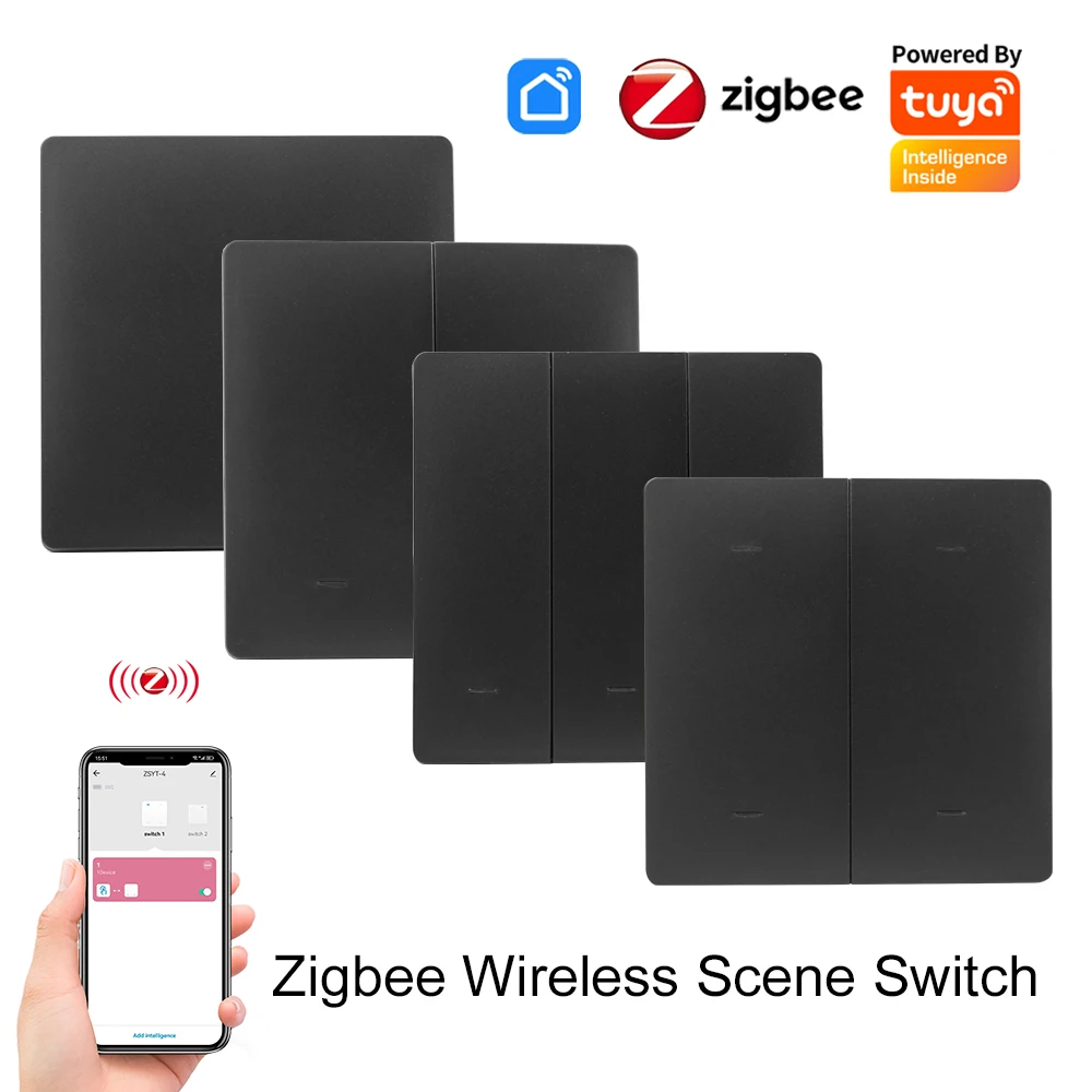 สวิตช์ฉากไร้สาย Tuya Smart ZigBee แบบกดปุ่ม 12 ฉาก ใช้พลังงานจากแบตเตอรี่ ควบคุมการทำงานอัตโนมัติ 1/2/3/4 ช่อง สำหรับอุปกรณ์ Tuya 1