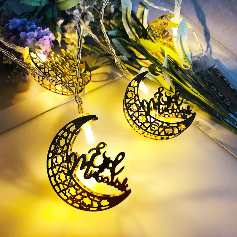 Guirxiété lumineuse LED Moon Star Iron Art, Ramadan Kareem, Décoration pour  la maison, Fournitures de fête musulmane islamique, 1.65m, 10LED -  AliExpress