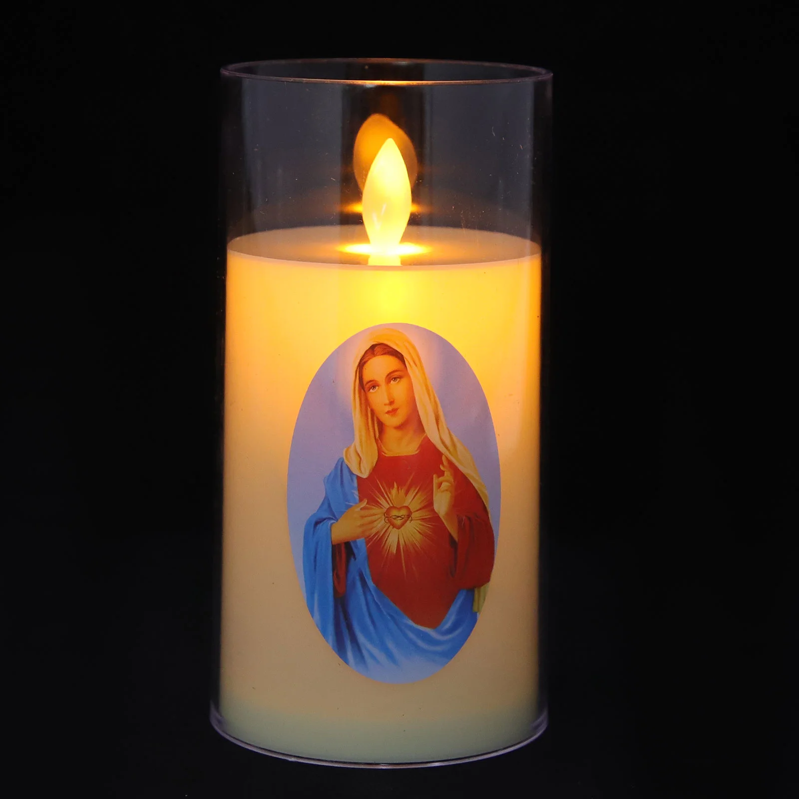 

Catholic Candles Operated Religious with Flickering Flame The Christmas Window Virgin Mary Decor LED Prayer