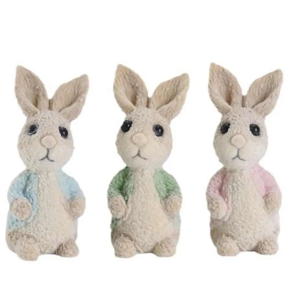

Sculpture Easter Bunny Decor Animal Cartoon Simulated Bunny Ornament Creative Crafts Resin Bunny Figurines Home Decor