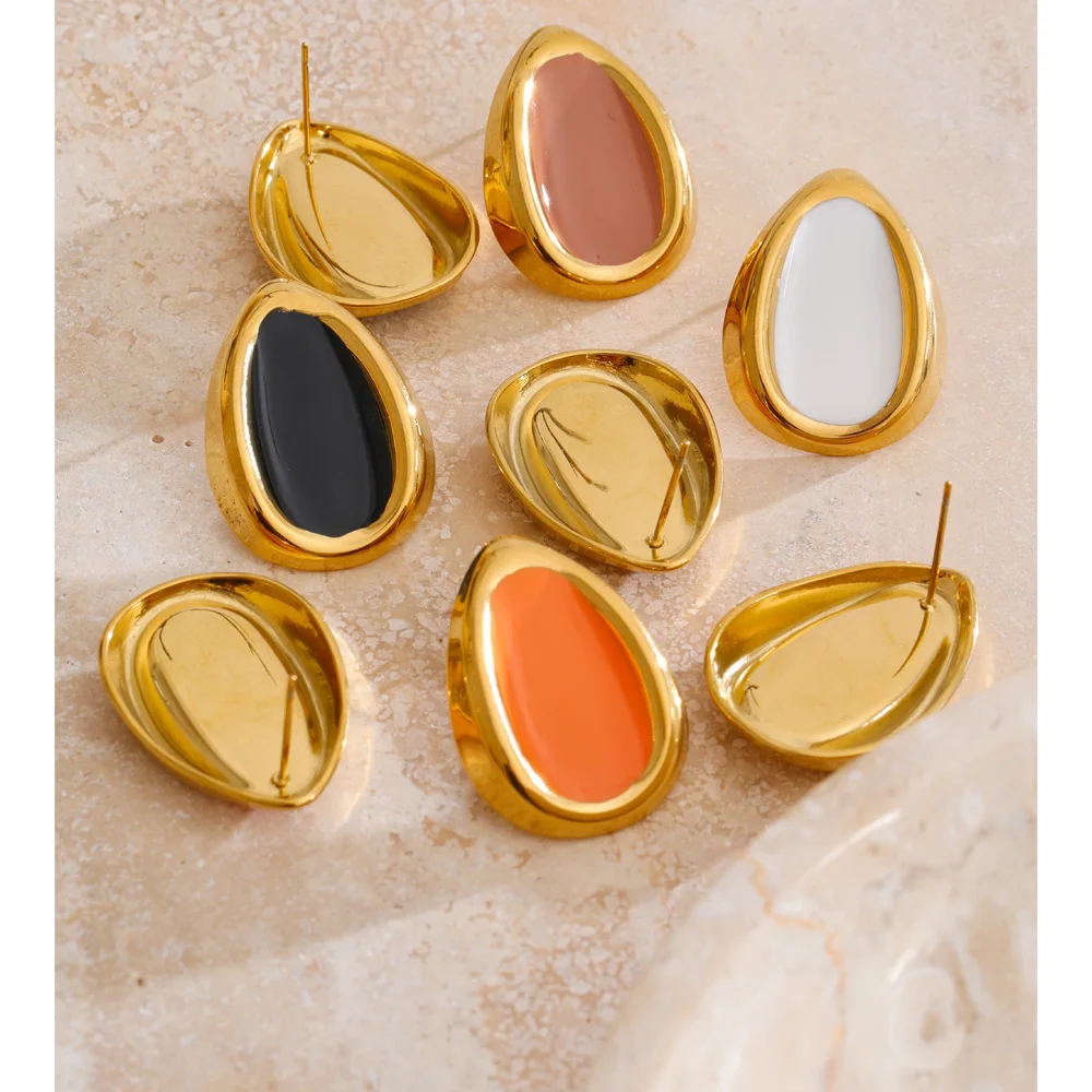 Yhpup Multi-Color Enamel Stud Earrings