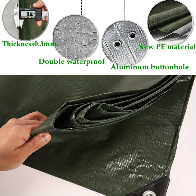 Tarp 2m*2 2&times;3 3*3 3&times;4m Rain Cover Waterproof Green Silver Tarpaulin Canopy Awning Uv Block Car Awning Sunshade Camping Outdoor