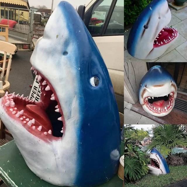 Cápa Krokodil Kerti Szobor Gyanta Nagy Fehér Kézműves Művészeti Szobrászat Díszek Úszómedence Kültéri Otthoni Dekoráció - Image 5