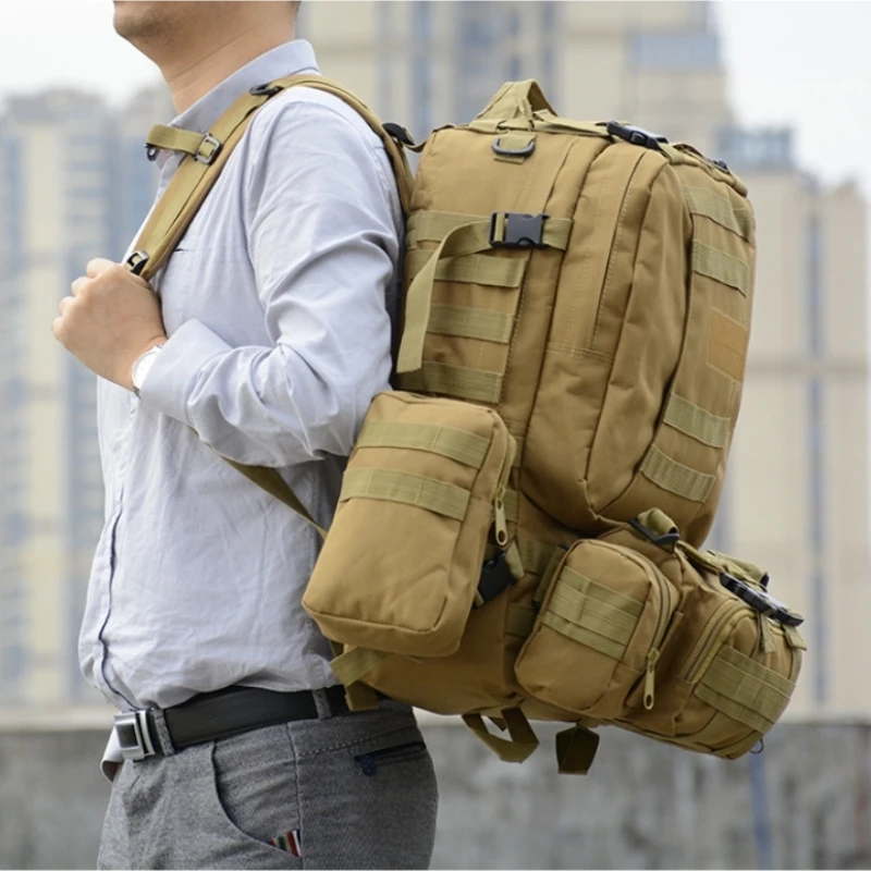 4 in 1 Backpack 55L Tactical Backpack Bag Rucksack Outdoor Sport Bag Men Camping Hiking Travel Climbing Mochila