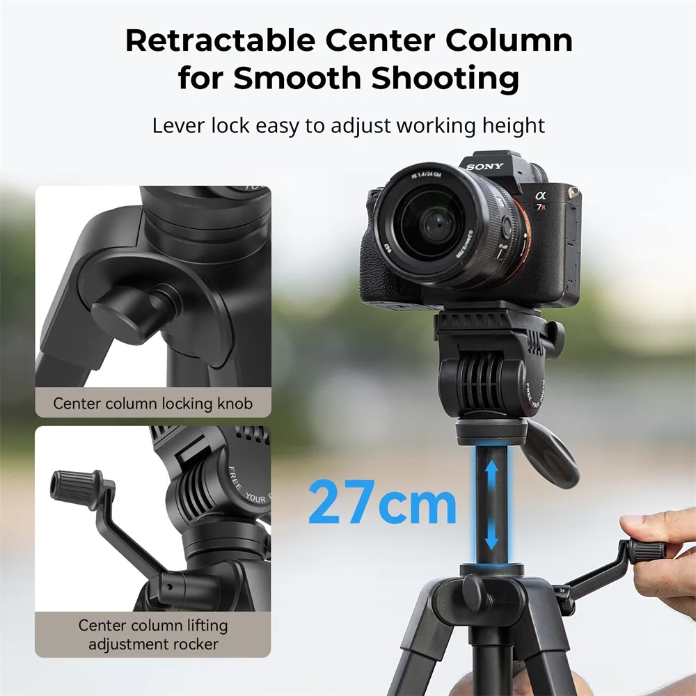 Versatile Lightweight Tripod Adjustable Portable Foldable Tripod for Camera W Sm