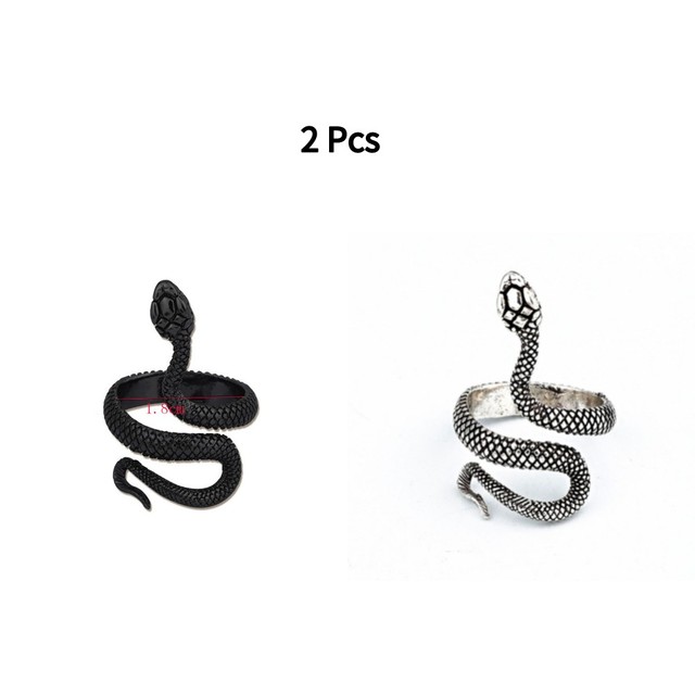 Punk Snake Ring for Men Women Exaggerated Antique Siver Color Fashion Personality Stereoscopic Opening Adjustable Rings