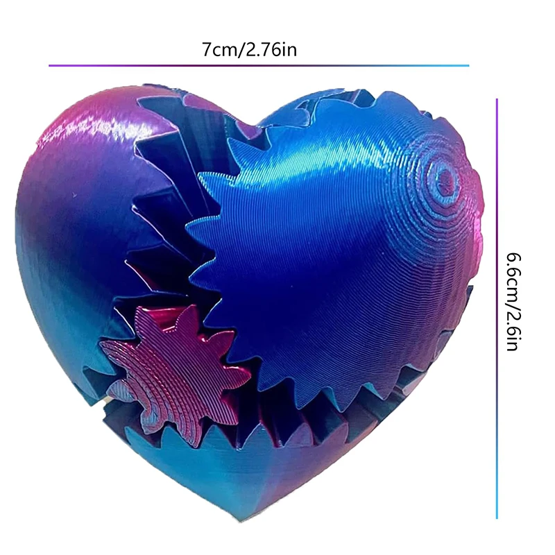 3D Printed Heart Gear Ball Spin Ball Gear Sphere Fidget Toy Activity Desktop Toy Work Travel Stress Relief Fidget Gift