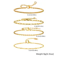 Non Tarnish Stainless Steel Bracelet Stackable for Women, Thin Herribone Chain Bracelet Waterproof Gold Plated Jewelry - Image 5