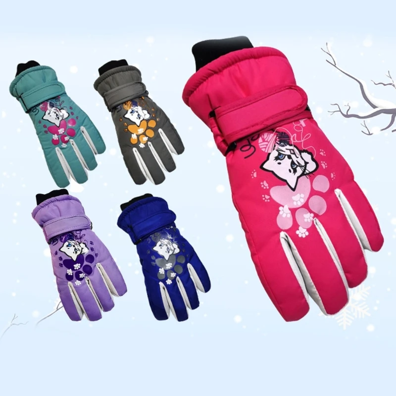 

Kids Ski Gloves Waterproof Winter Cold Weather Snowboard Snow Gloves Print