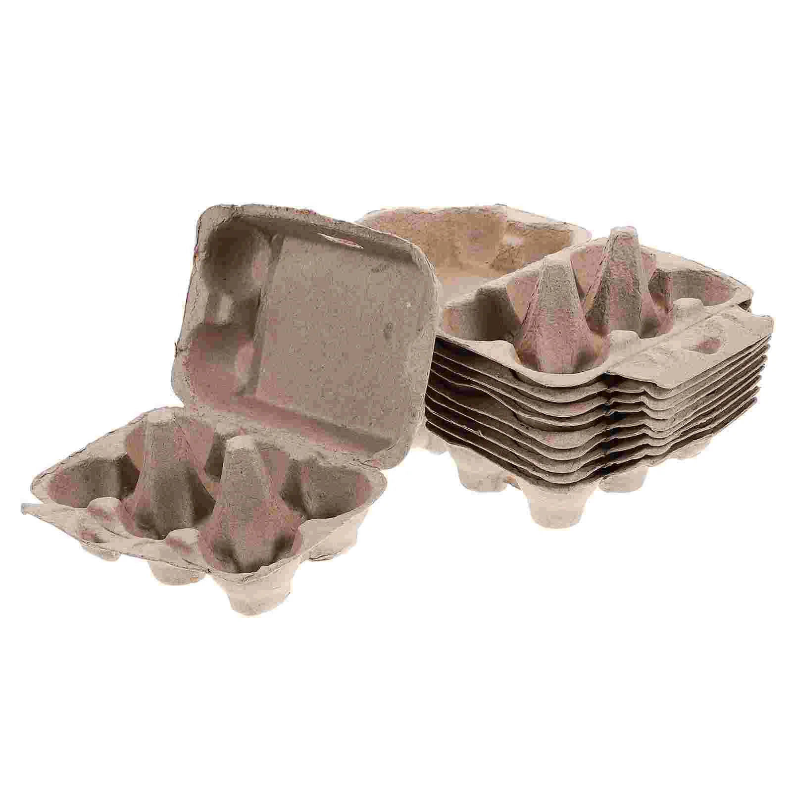 10pcs Paper Egg Cartons 6-compartment Chicken Eggs Tray Holder Egg Containers