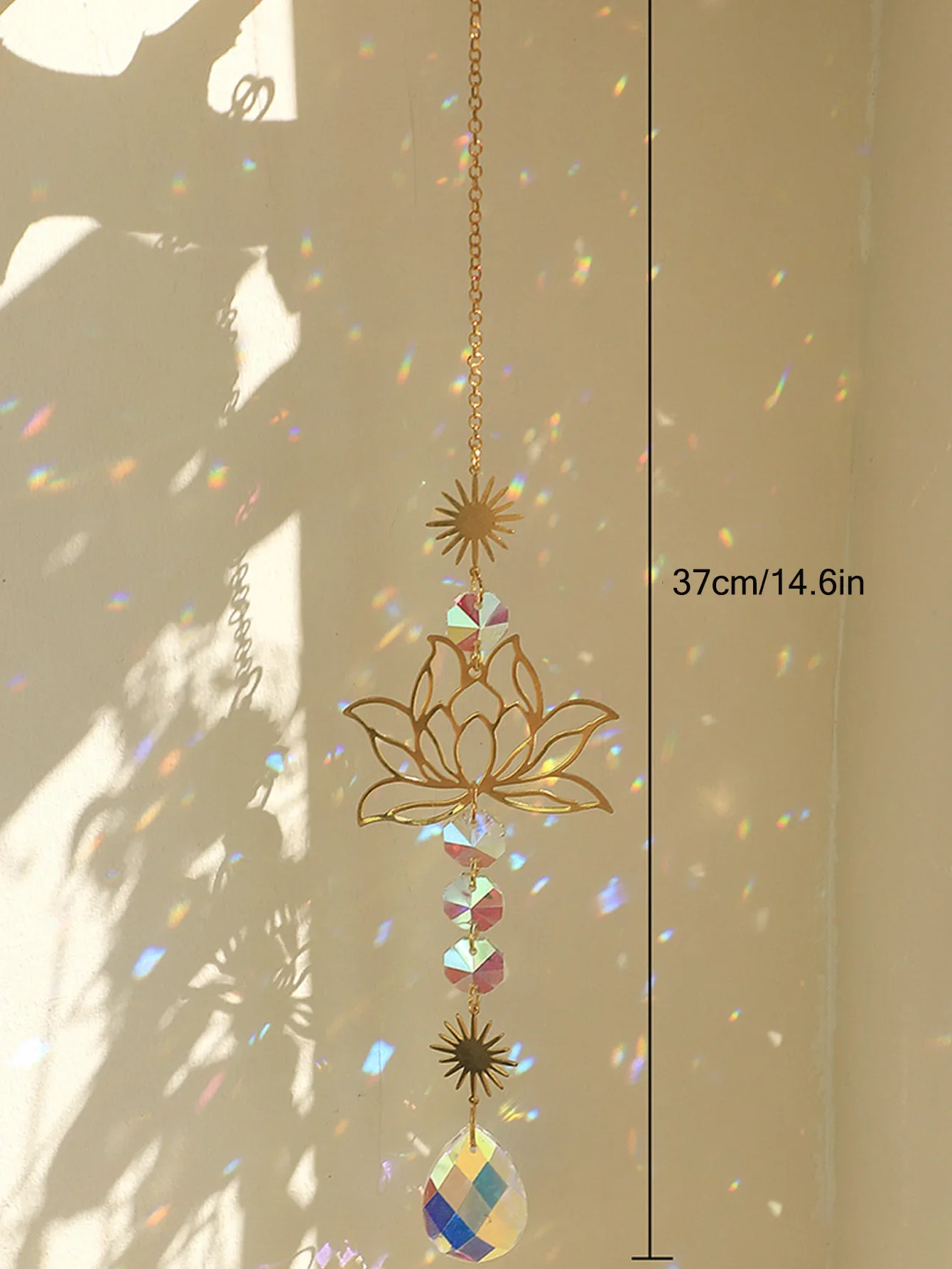 1pc Sun Catcher Crystal Lotus Hanging Pendant Colored Glass Sun Catcher Outdoor Rainbow Manufacturing Prism Garden Decoration