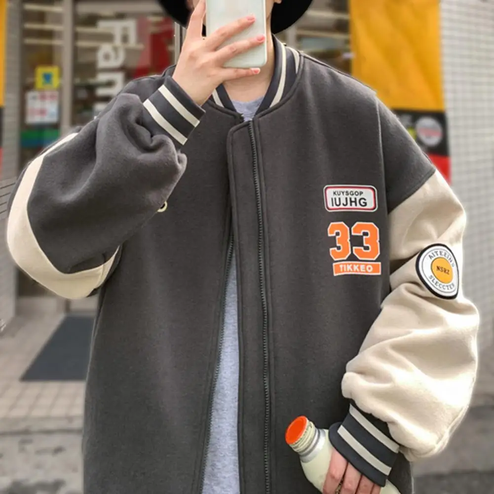 

Men Bomber Jackets Harajuku Number 33 Hooded Baseball Uniform Oversized Coat Jackets Korean Loose Fit Casual Jackets for Women