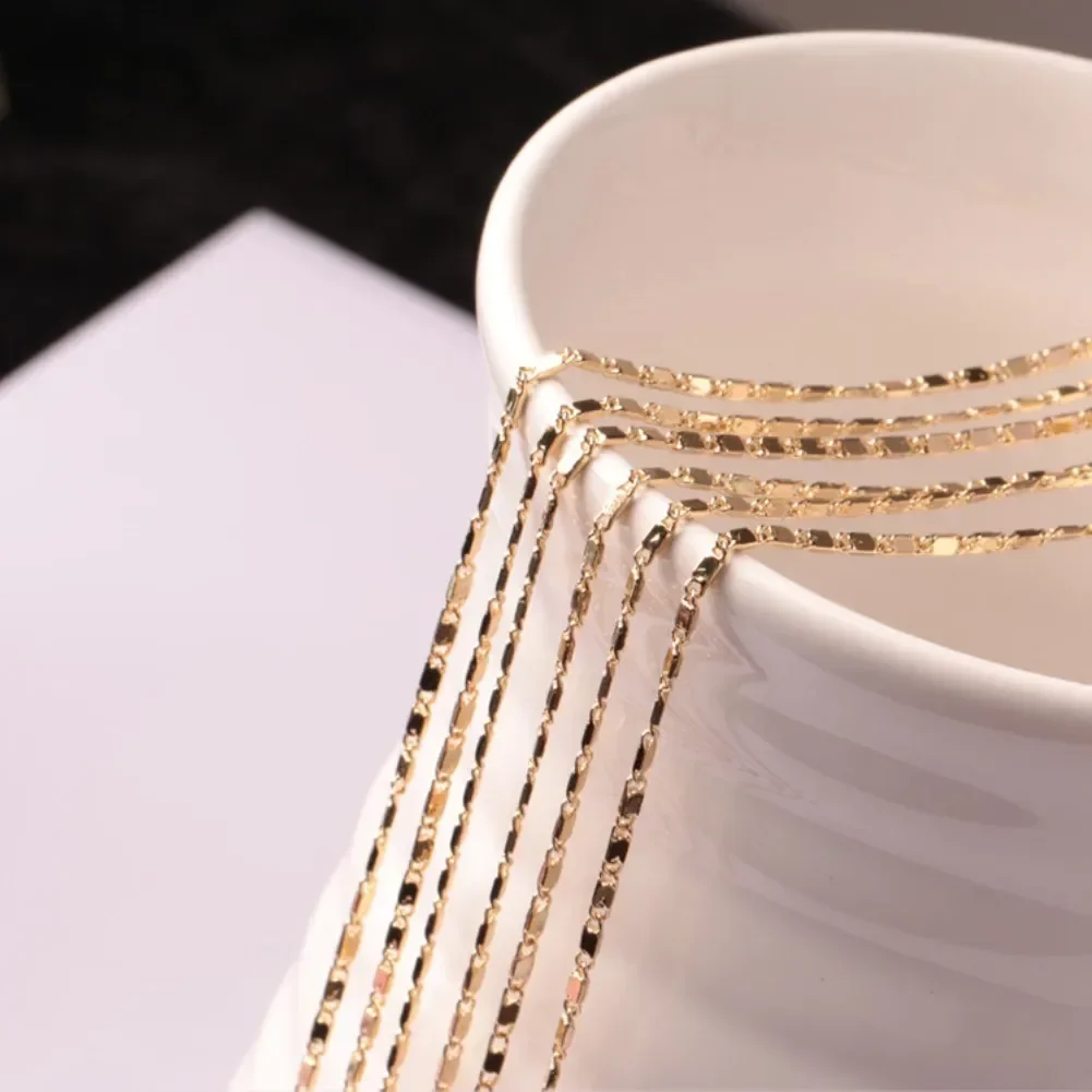 Elegant 18k Gold and Sterling Silver Flat Chain Necklace - Luxury Fashion Jewelry