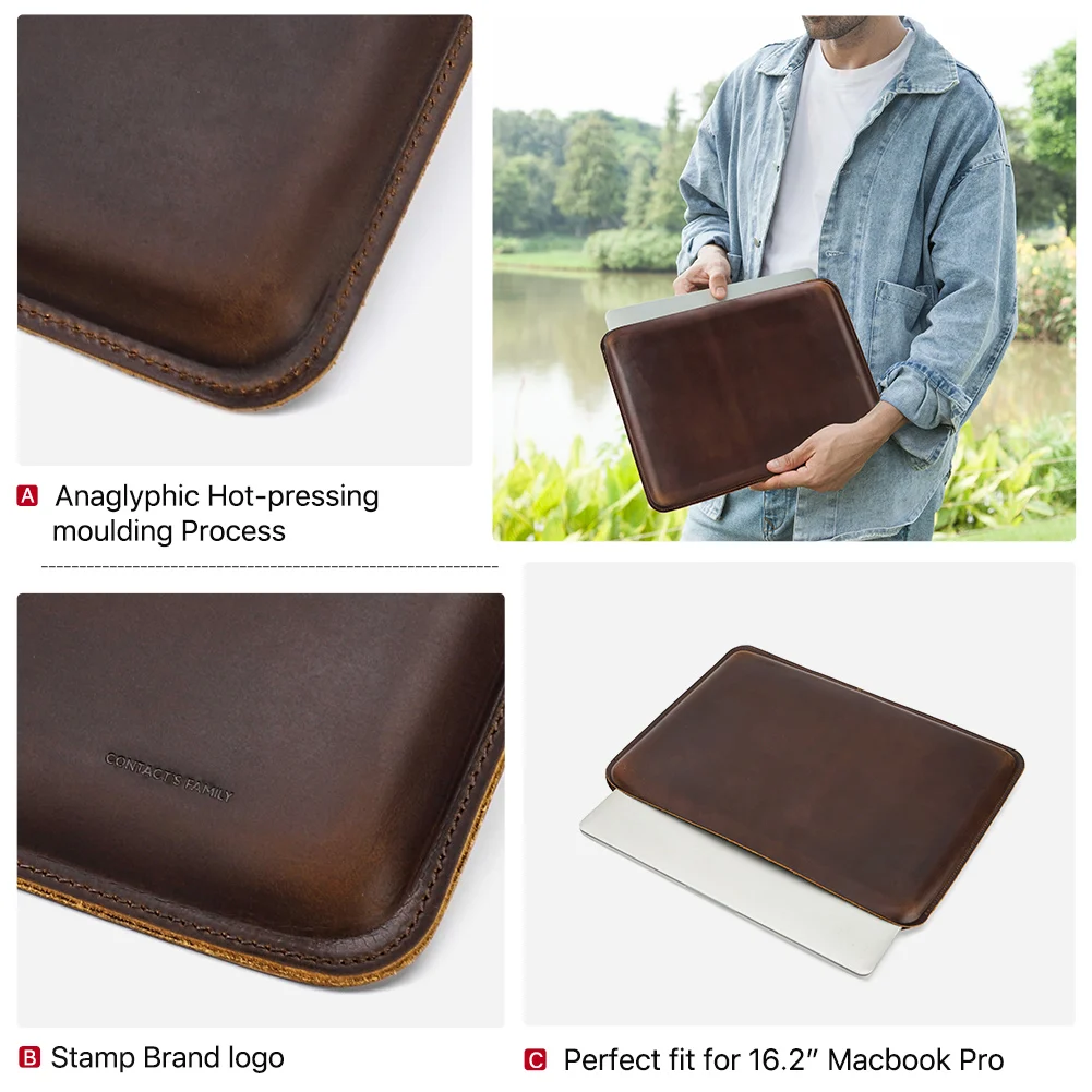 Bolsa de Couro Genuíno para Laptop Bolsa para Macbook Pro 15 A24852023 A2141 Acessórios de Luxo 16 Polegadas 2023 - Imagem 4