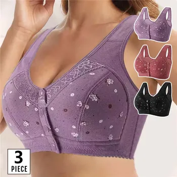 FallSweet 3 pezzi/set reggiseno con chiusura frontale per donna reggiseni taglie forti bralette senza fili senza cuciture reggiseno in pizzo lingerie sexy da donna 1