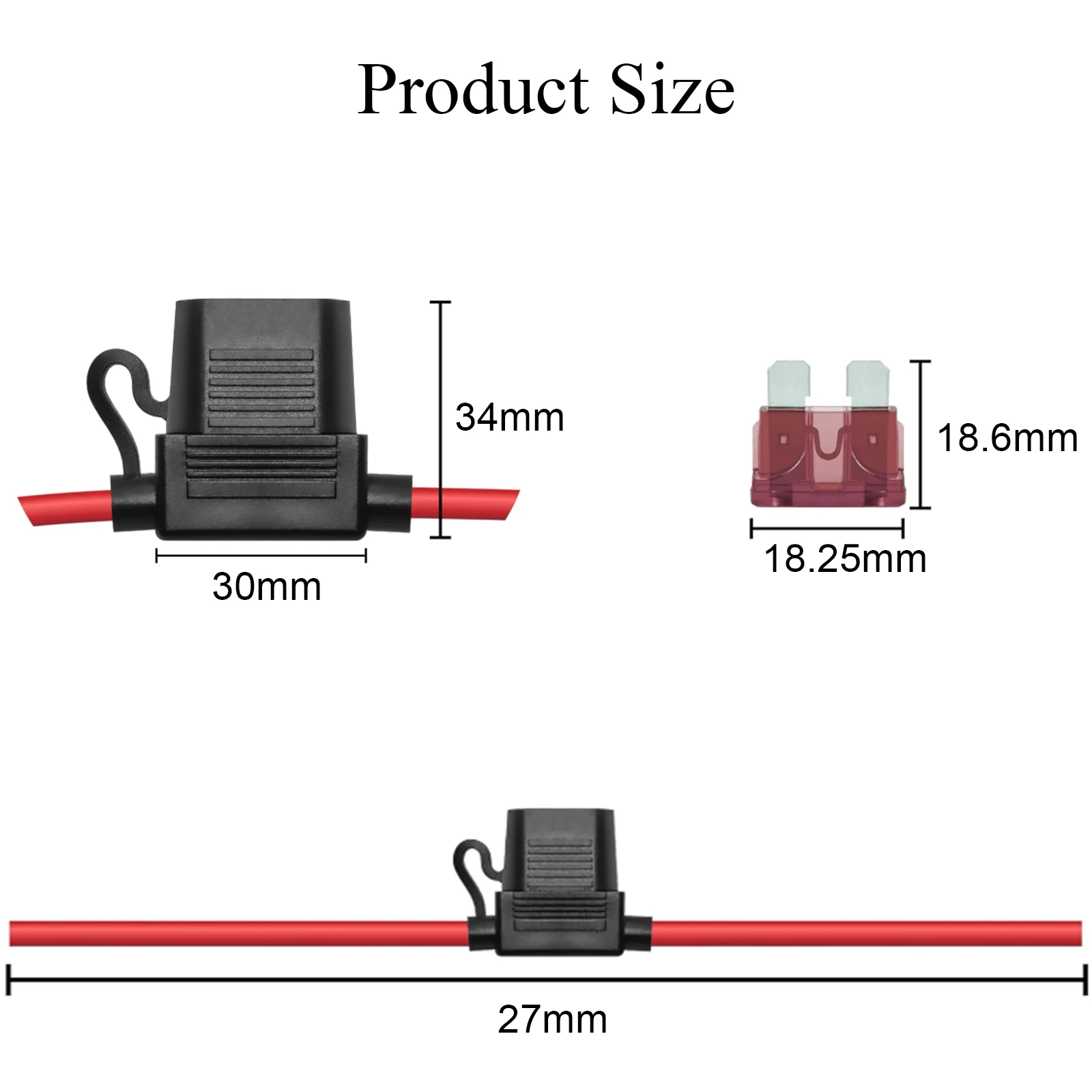 Inline Fuse Holder 2PCS 10/12/14/16/18AWG Car Gauge ATO/ATC Standard Blade 5A 10A 15A 20A 30A 40A