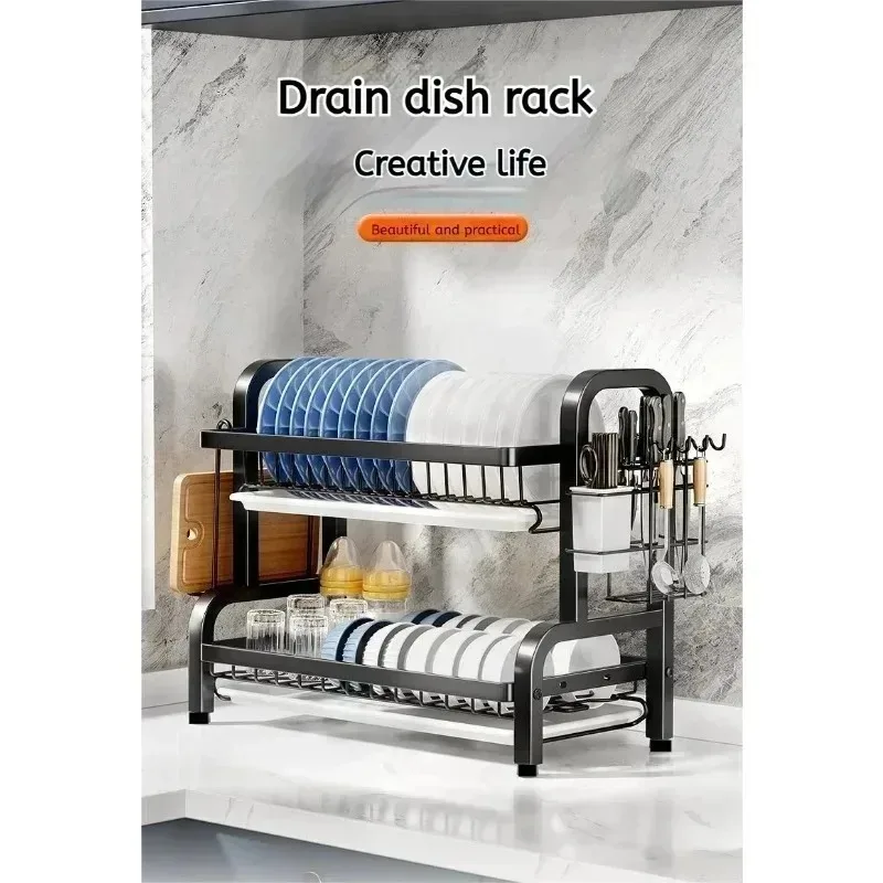 Étagère de rangement pour vaisselle de cuisine, égouttoir superposé pour armoires, vaisselle, comptoirs, étagères de tri et de rangement 6
