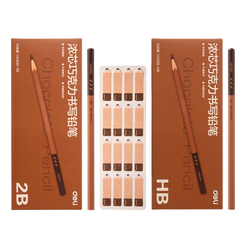 델리 10pcs 2B/HB 육각형 나무 연필 미술 시험 스케치 그림 그리기 연필 선물 문구 학교 및 사무용품