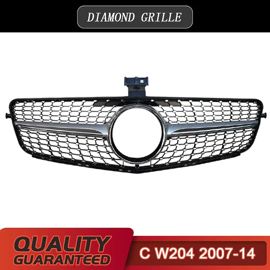 

Front Grill Grille for Mercedes Benz C Class W204 2007-2014 Diamond Style Black Car Upper Bumper Hood Mesh Replacement Grid Trim
