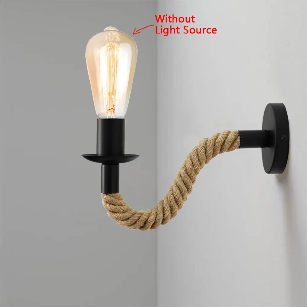 Wall Light Retro Vintage Hemp Rope E27 Wall Lamp 110V 220V Indoor Loft Outdoor Corridor Industrial Sconce Bedside