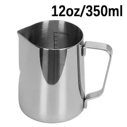 Stainless Steel Latte Art Frothing Pitcher - Barista Milk Jug and Coffee Tool (350ml-Measurement)