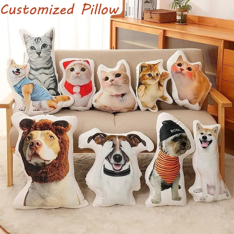 DIY Personalized Photo Customized Cushion 3D-Printed Pet Dog Cat Pillow Cartoon Animal Pillow for Sofa Bed Decor Birthday Gifts 2