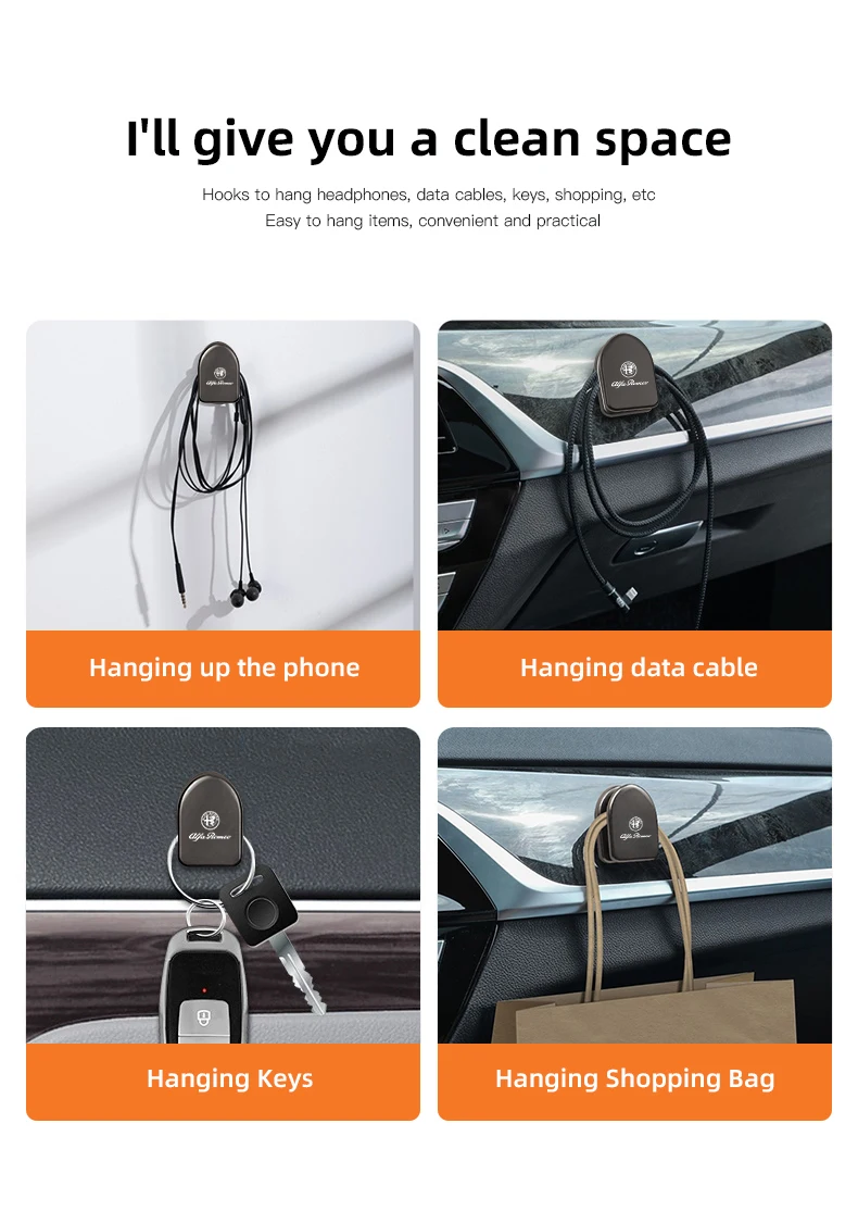 Alfa Romeo Metalen Mini Auto Haken - Ophangen van oplaadkabels