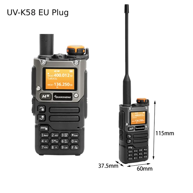 QUANSHENG UV-K5 Walkie Talkie Dual Band 5W Rechargeable Two Way Radio NOAA  Emergency Weather Receiver with Type-C Charging Cable, Headset (Black 1