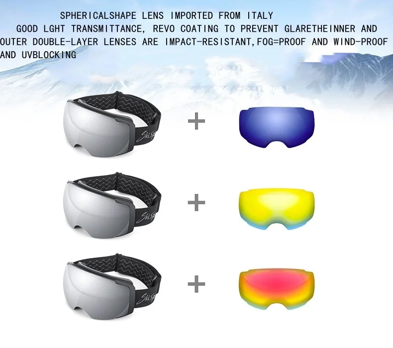 2024 double-layer magnetic outdoor skiing adult anti fog large field spherical myopia goggles_voghion.com