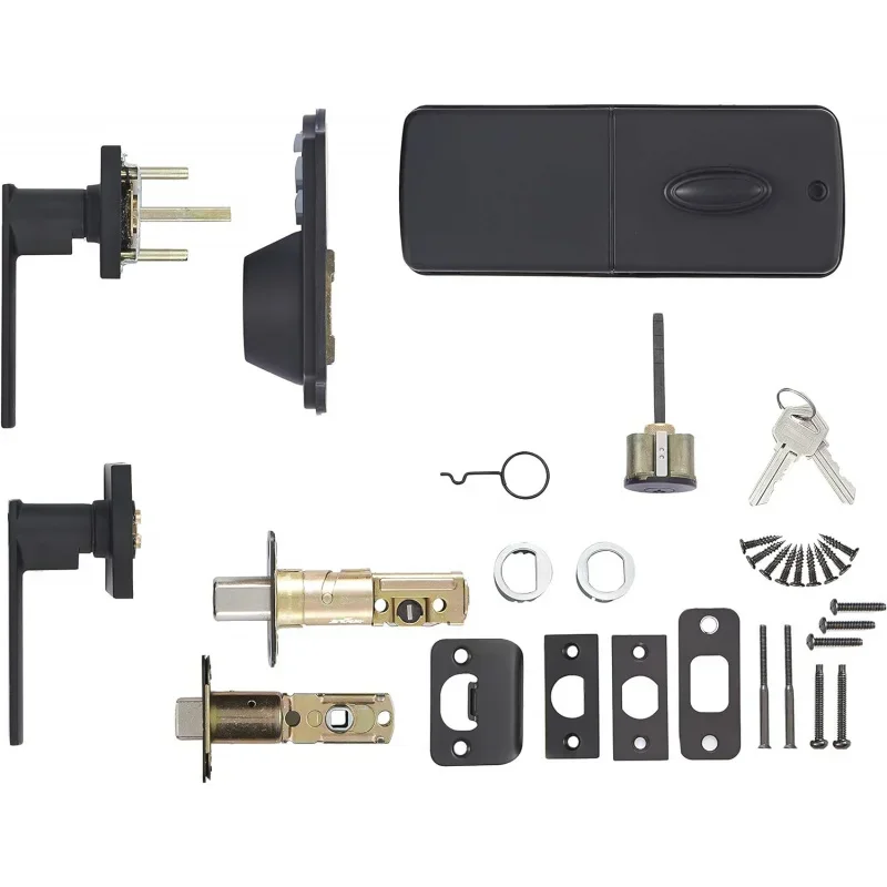 Basics Traditional Electronic Keypad Deadbolt Door Lock with Passage Lever, Matte Black, 6 Count,of 1