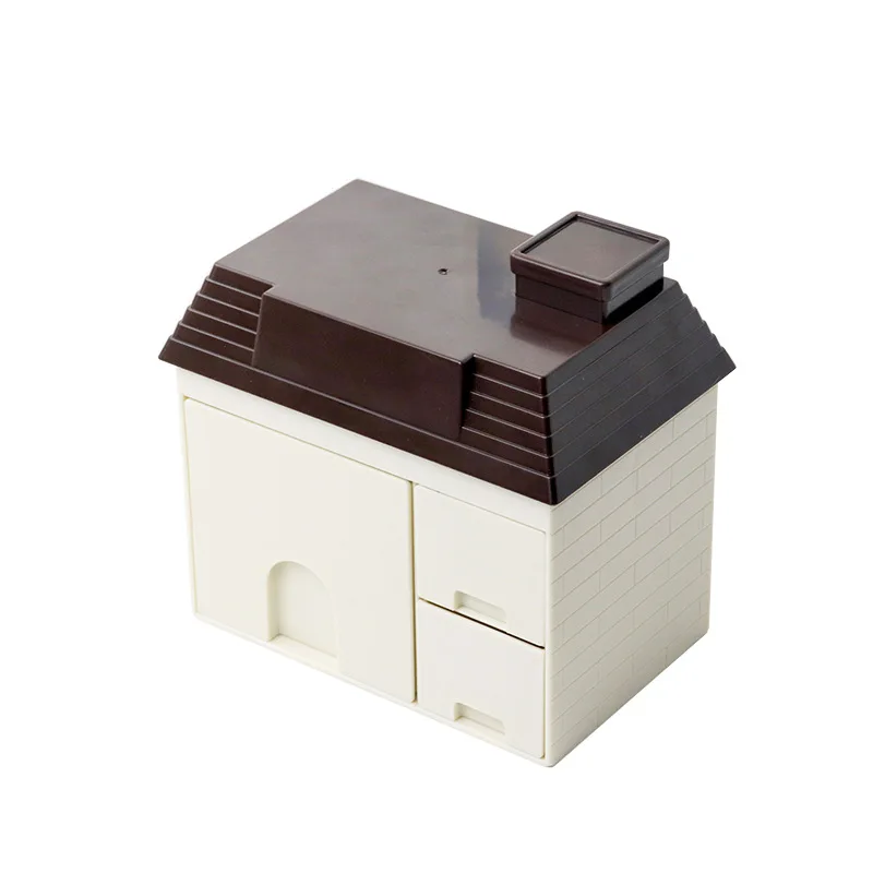 Small House Creative Desktop Organizing Storage Box Stationery Cosmetics Girls Dormitory Storage Box Desk Organizer storage box,self adhesive storage box,desk organizer,transparent storage box,storage organizer,lockable storage box,bag organizer