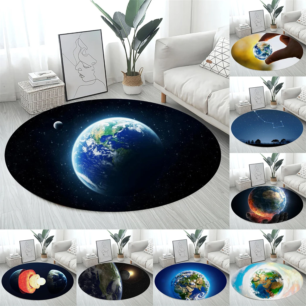 

Space Style Carpet Bedroom Decor Area Rug The Earth Pattern Room Carpeting Round Carpets House Interior Entrance Mat Customize