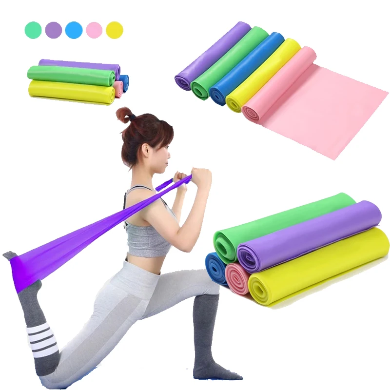 

1.5m Elastic Yoga Pilates Rubber Stretch Exercise Band Elastic Resistance Workout Bands Exercise For Arm Back Leg Fitness